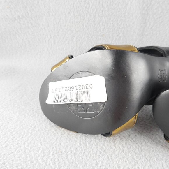 Tory Burch "Kyle" Lace-Up Open Toe Sandal Black/Gold New $475 Wom 9 M s-9247 - Picture 10 of 10